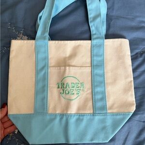 Trader Joe's Blue and Cream Tote Bag
